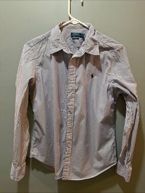 Polo by Ralph Lauren apurple & White Striped Button-Up Shirt